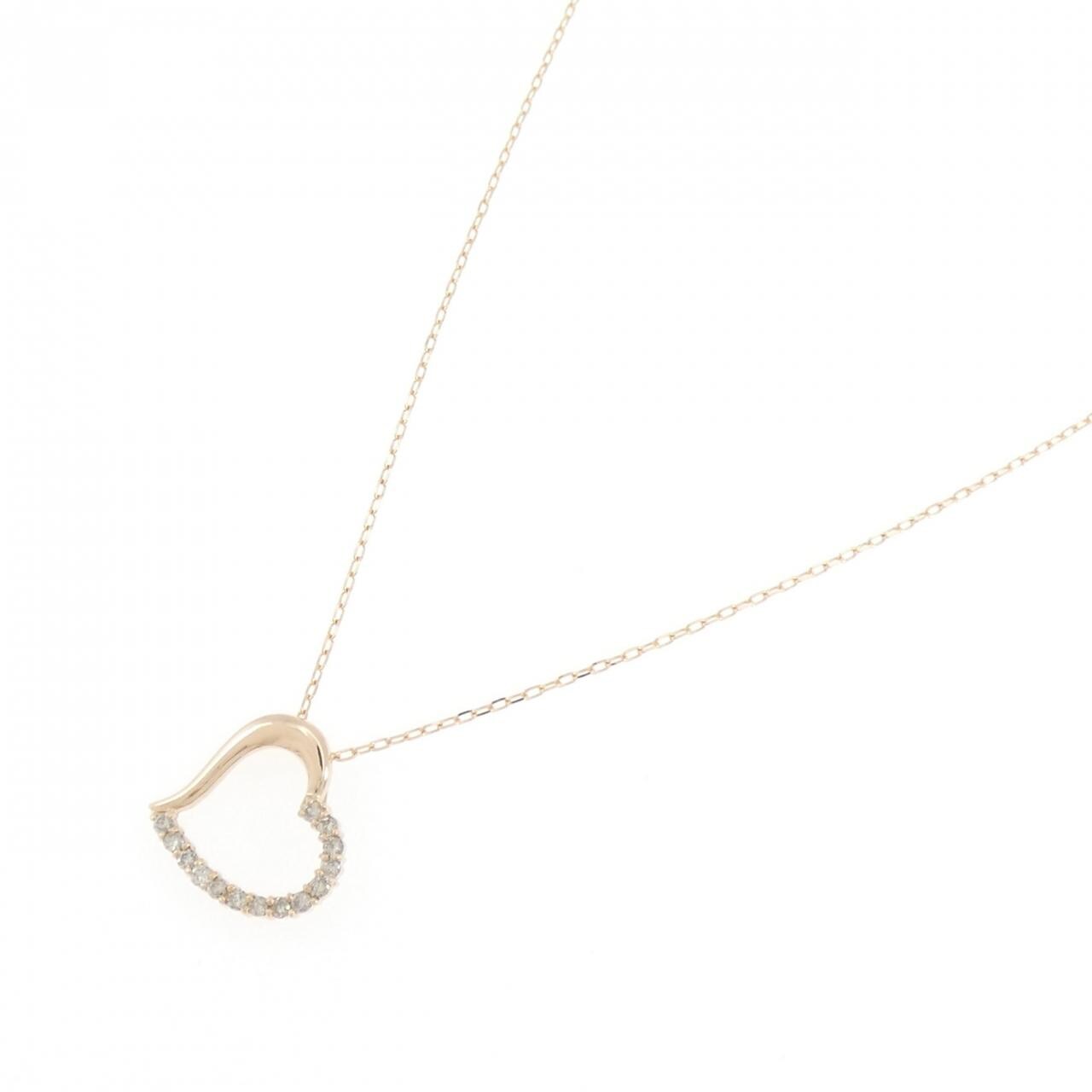 K18PG ハート ダイヤモンド ネックレス 0.20CT