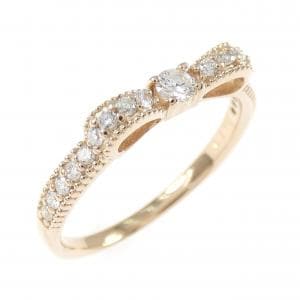 K18PG リボン ダイヤモンド リング 0.22CT