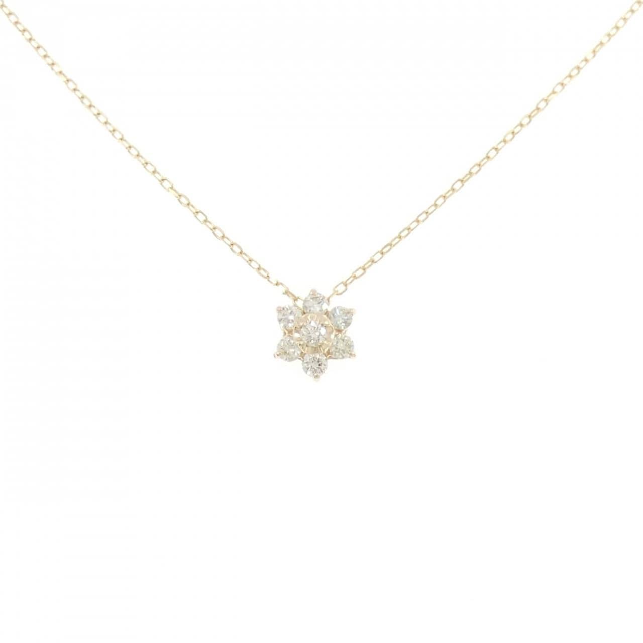 K10YG フラワー ダイヤモンド ネックレス 0.18CT
