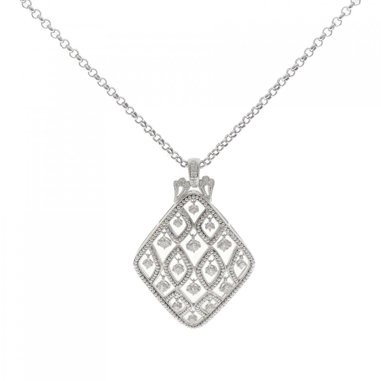 K18WG/750WG ダイヤモンド ネックレス 1.12CT