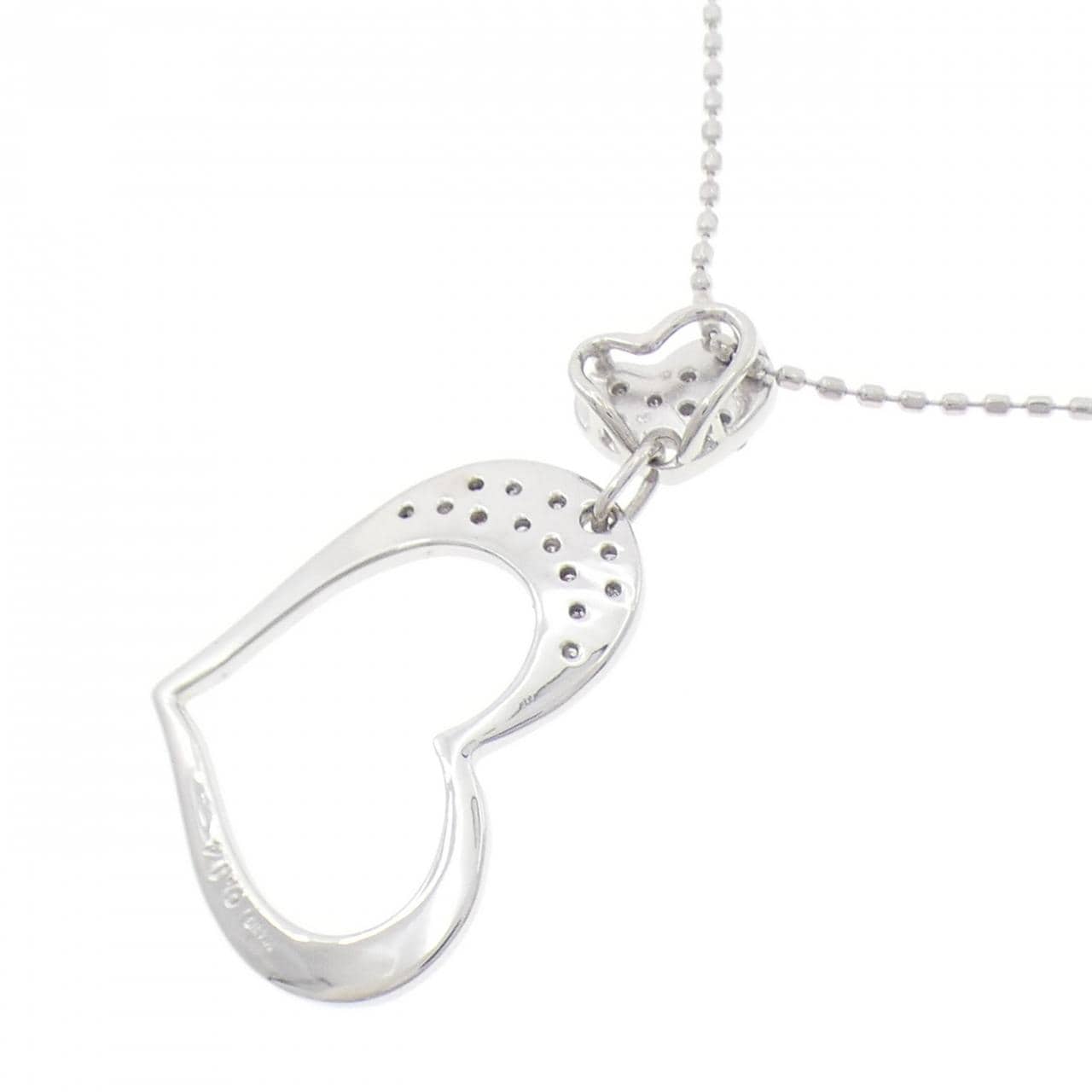 K14WG/K18WG ハート ダイヤモンド ネックレス 0.14CT