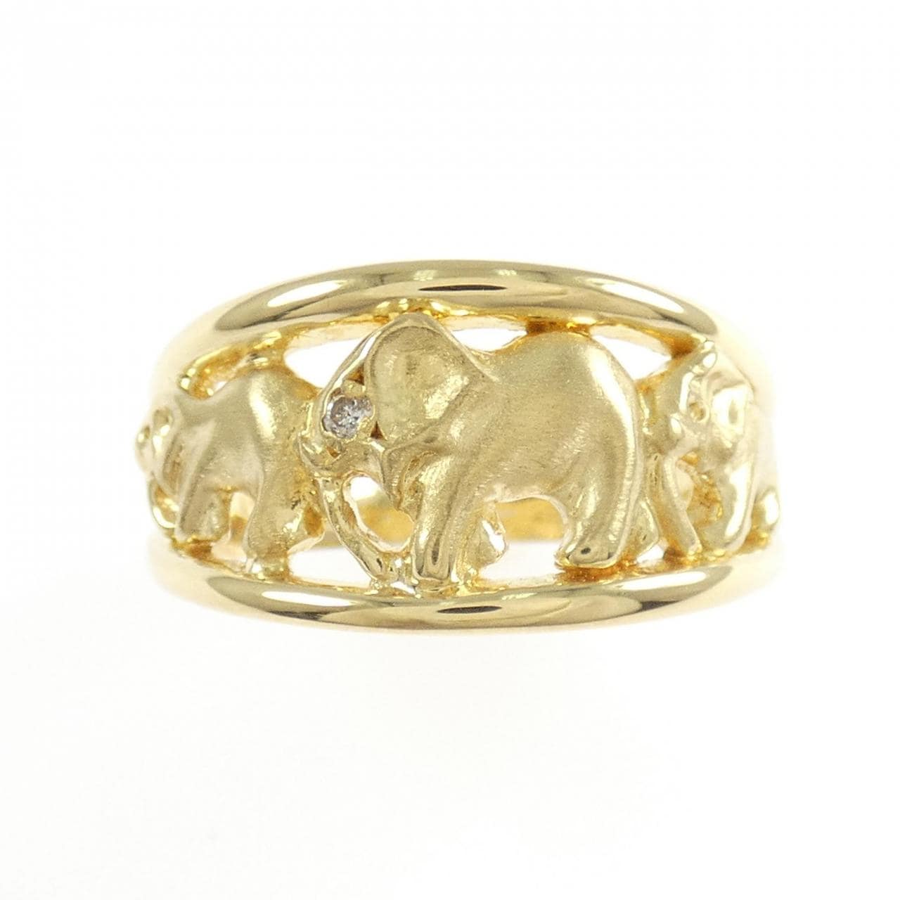 K18YG エレファント ダイヤモンド リング 0.01CT