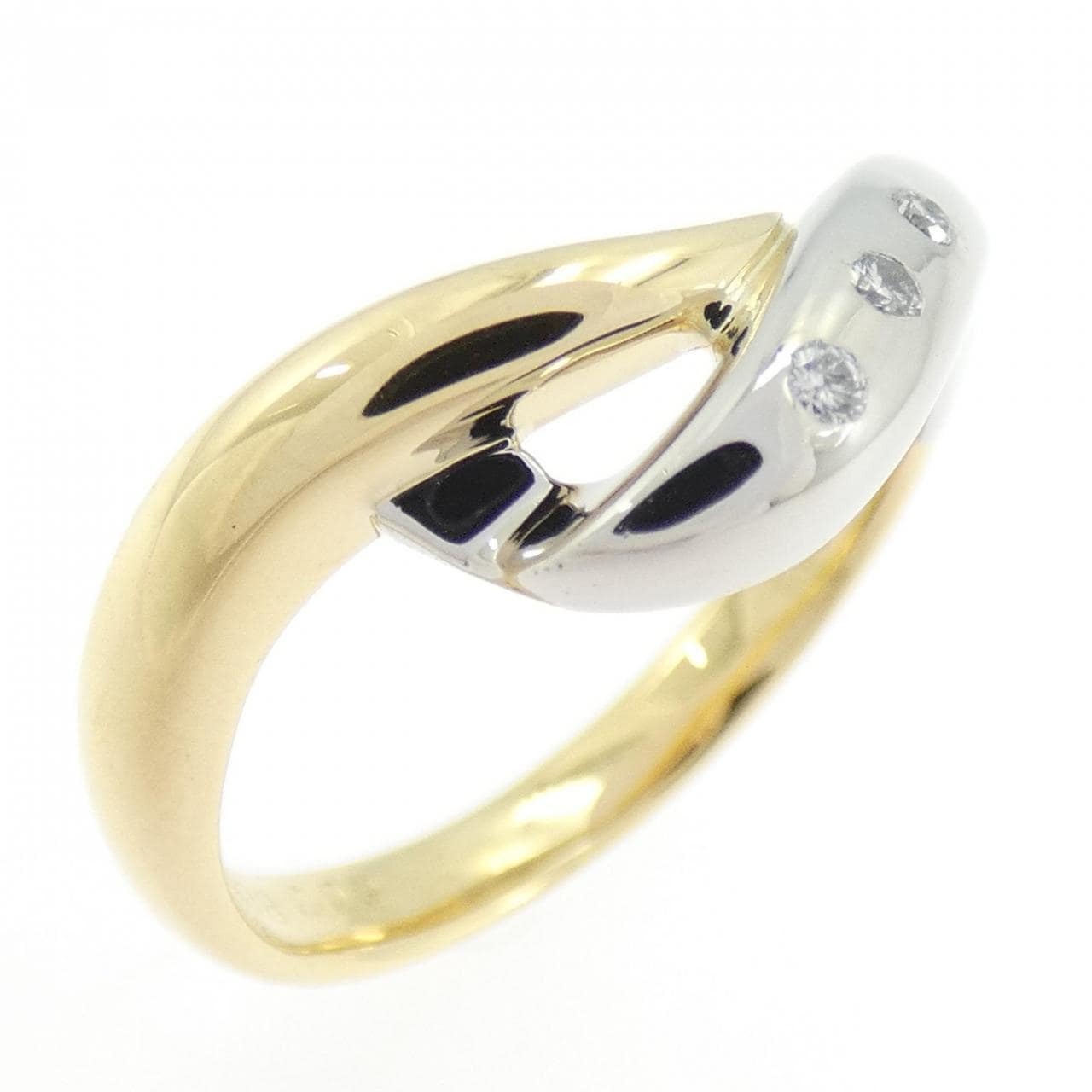 K18YG/PT900 スリーカラー ダイヤモンド リング 0.03CT