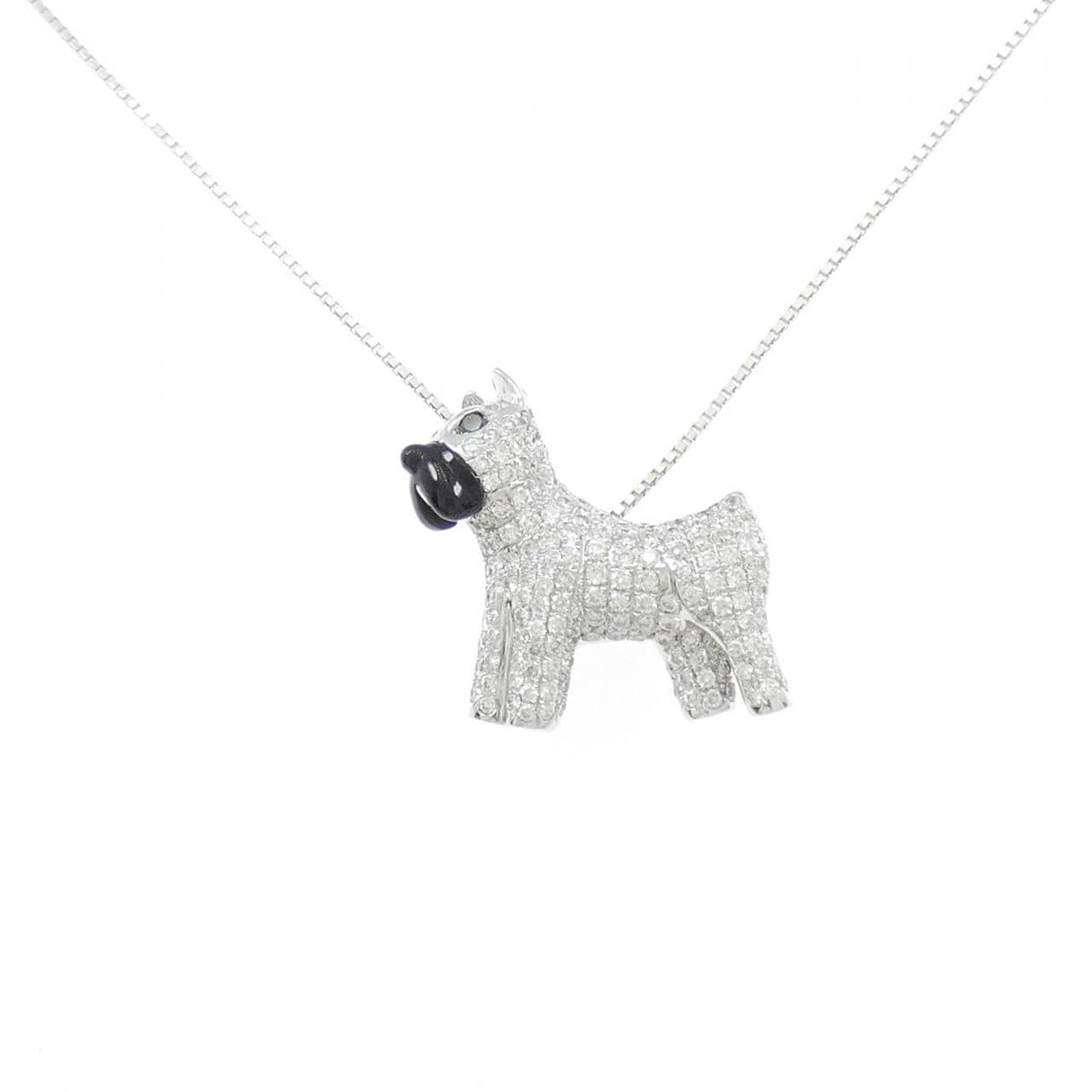 18KWG/K18WG ドッグ オニキス ネックレス 0.3CT