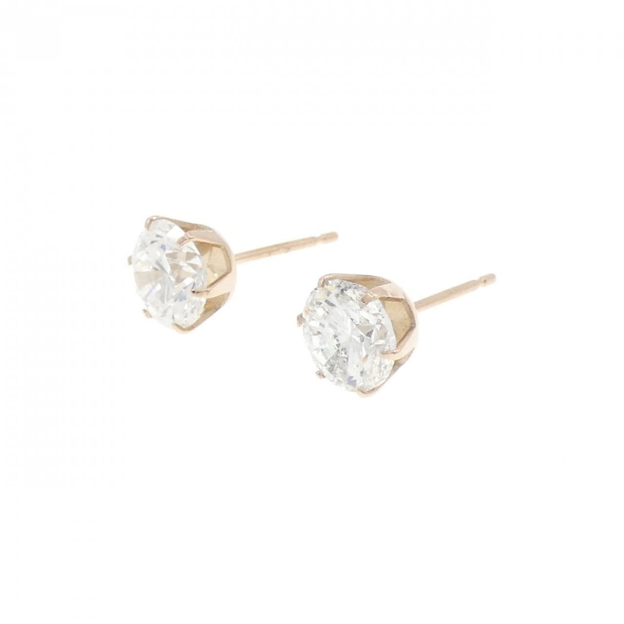 K18PG ダイヤモンド ピアス 1.005CT 1.004CT G SI1 VG-F