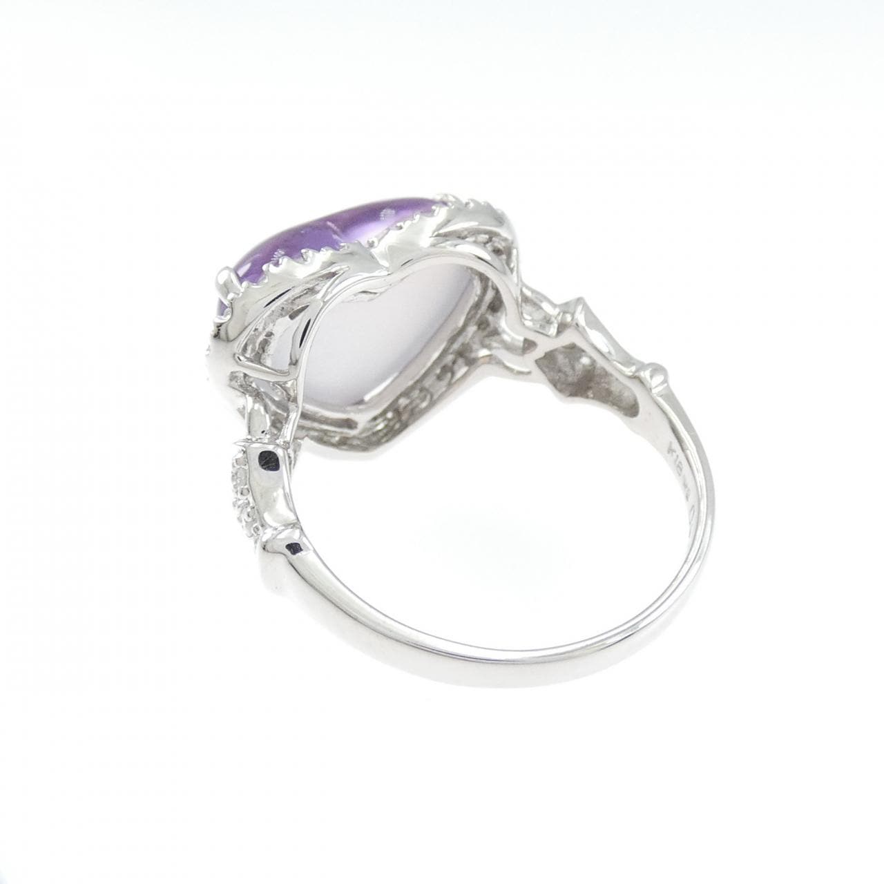 K18WG ハート カラーストーン リング