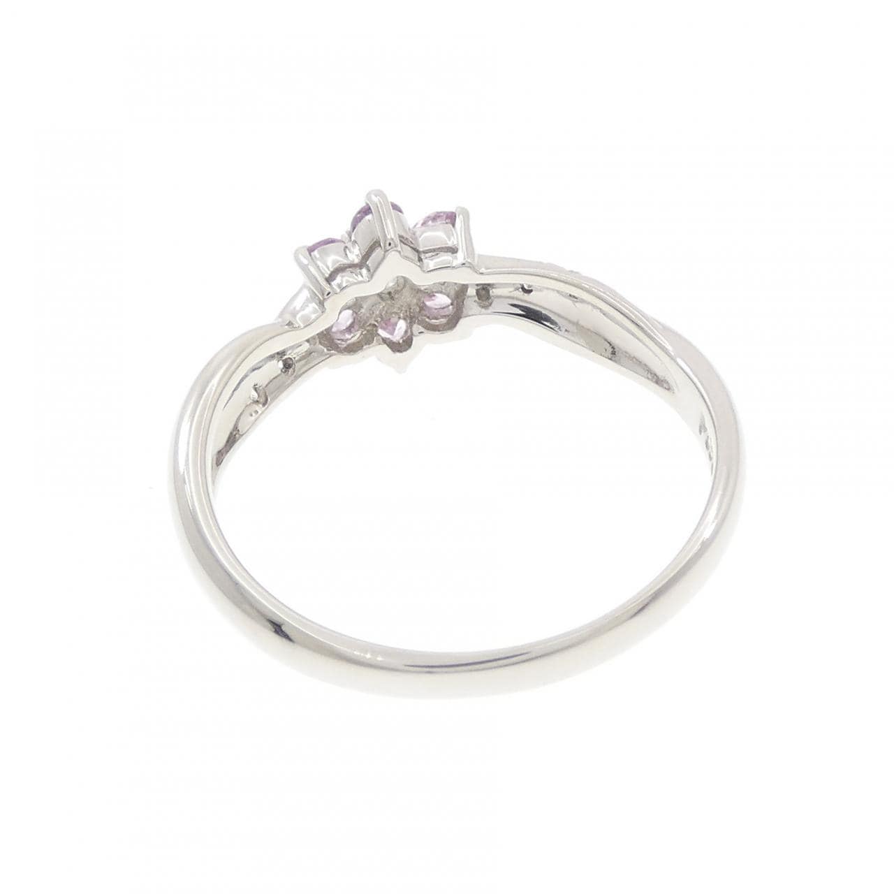 PT900 フラワー カラーストーン リング