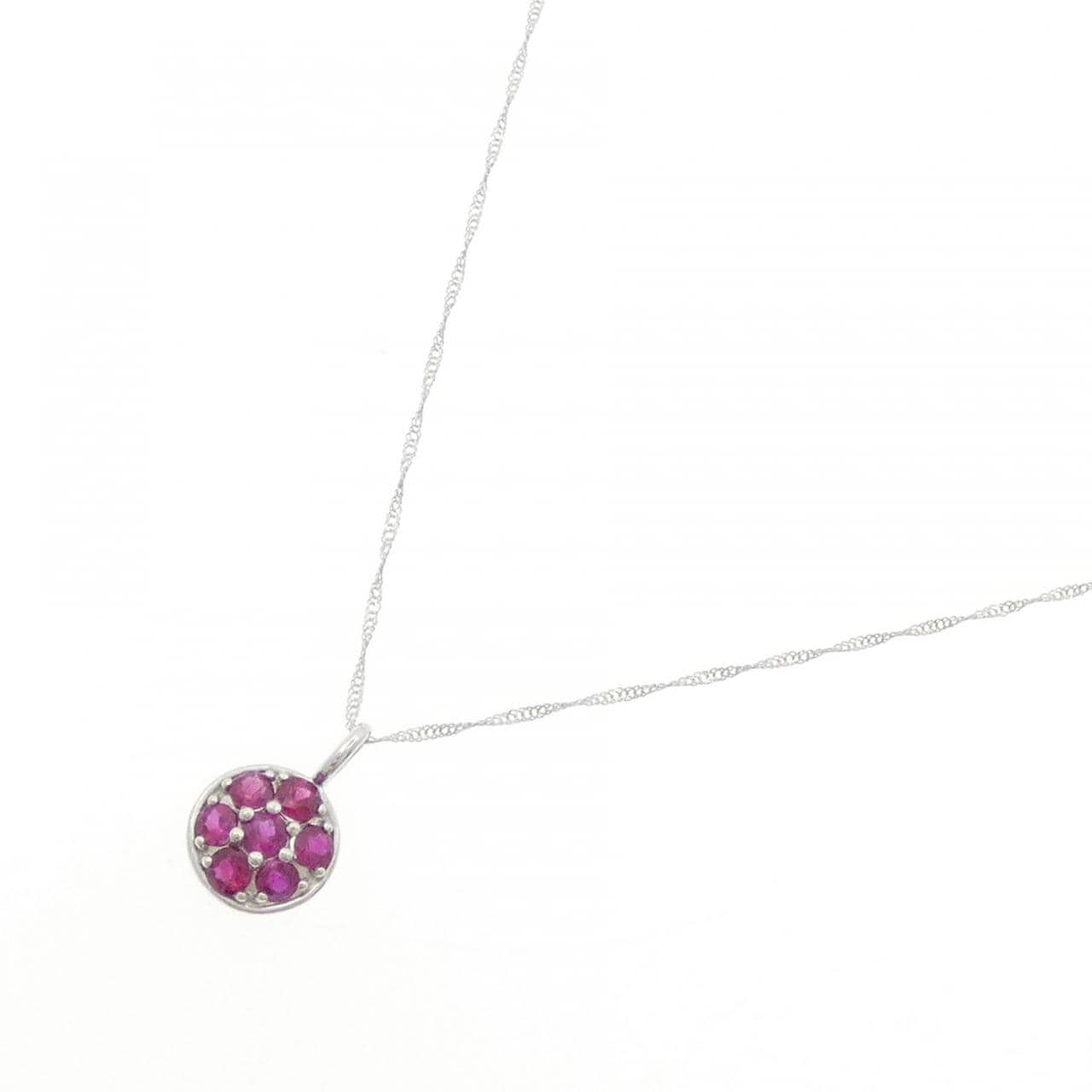 K18WG ルビー ネックレス 0.35CT