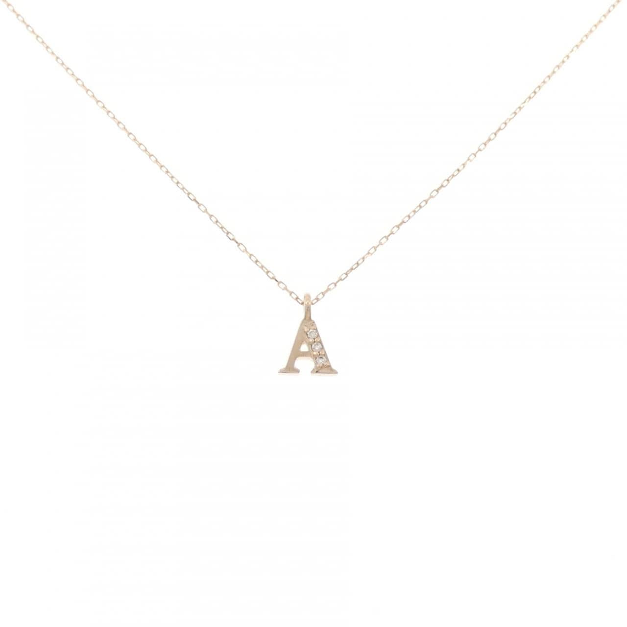 K18PG イニシャルA ダイヤモンド ネックレス 0.01CT