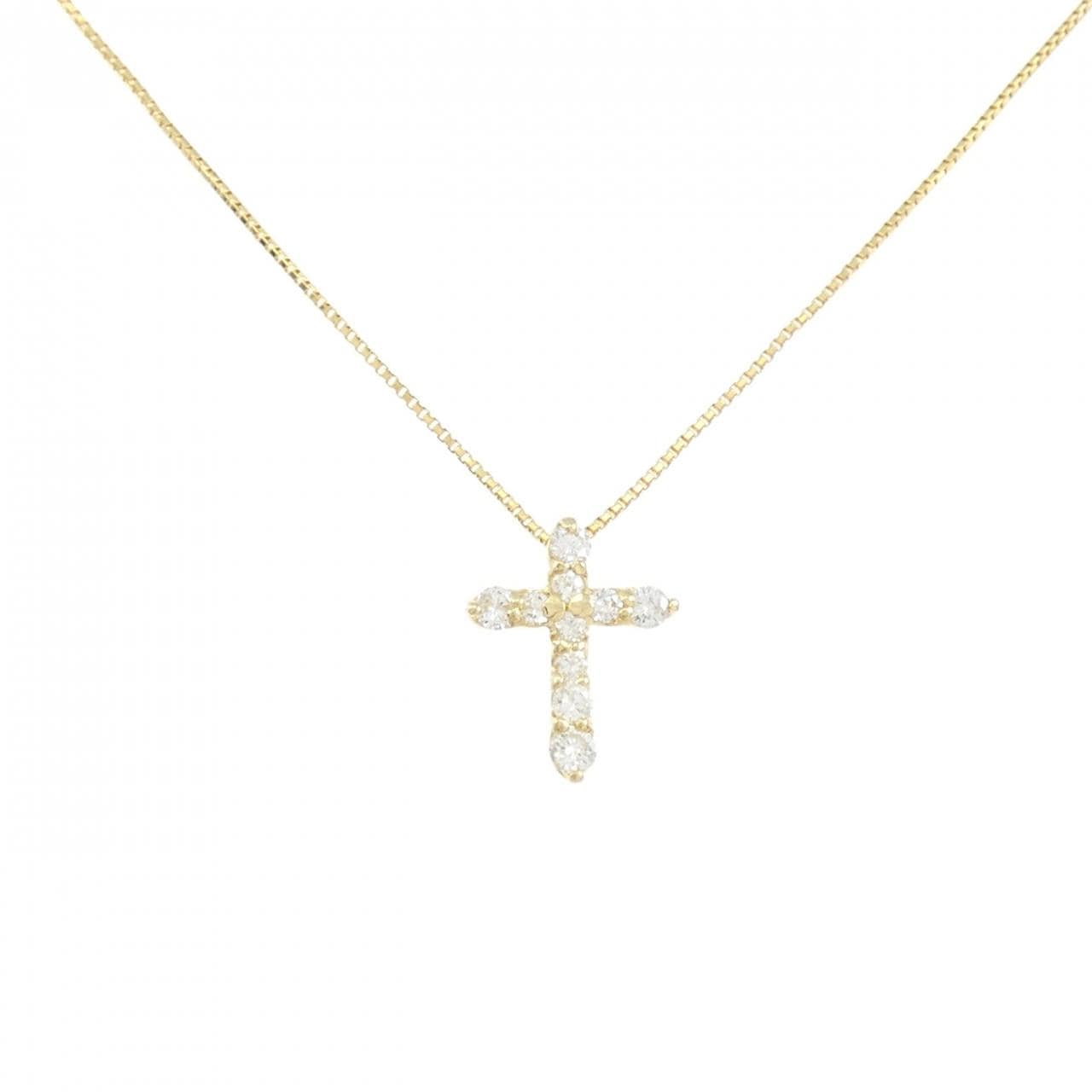 K18YG クロス ダイヤモンド ネックレス 0.20CT