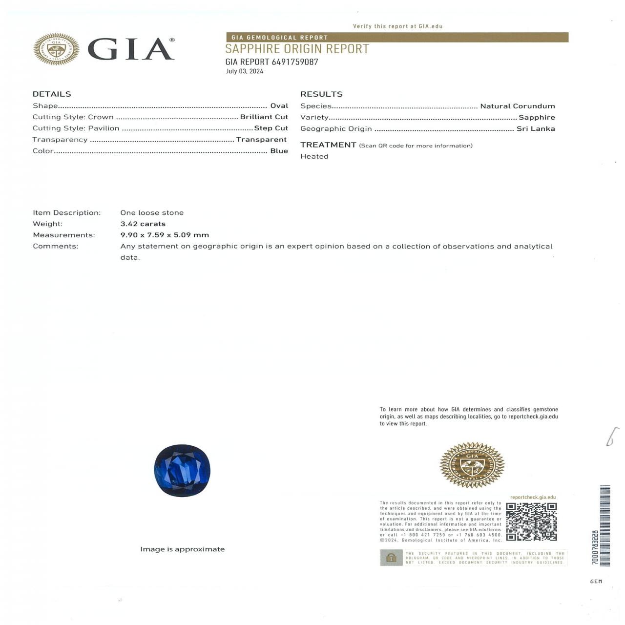 PT900 サファイヤ リング 3.42CT スリランカ産