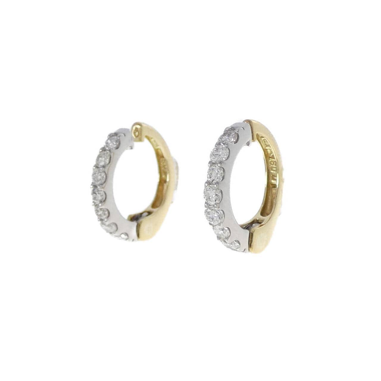 K18YG/PT900 ダイヤモンド イヤリング 0.18CT