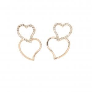 K18PG ハート ダイヤモンド ピアス