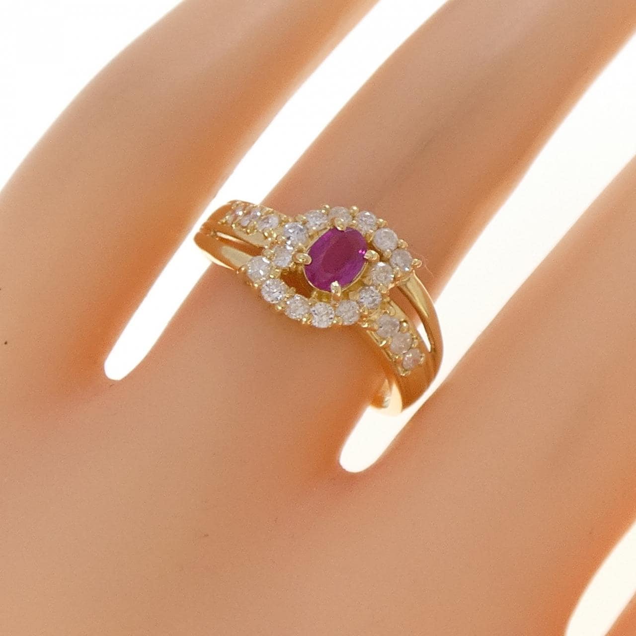 K18YG ルビー リング 0.43CT