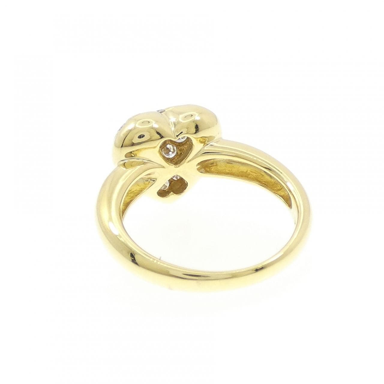 K18YG ハート×パヴェ ダイヤモンド リング 0.58CT