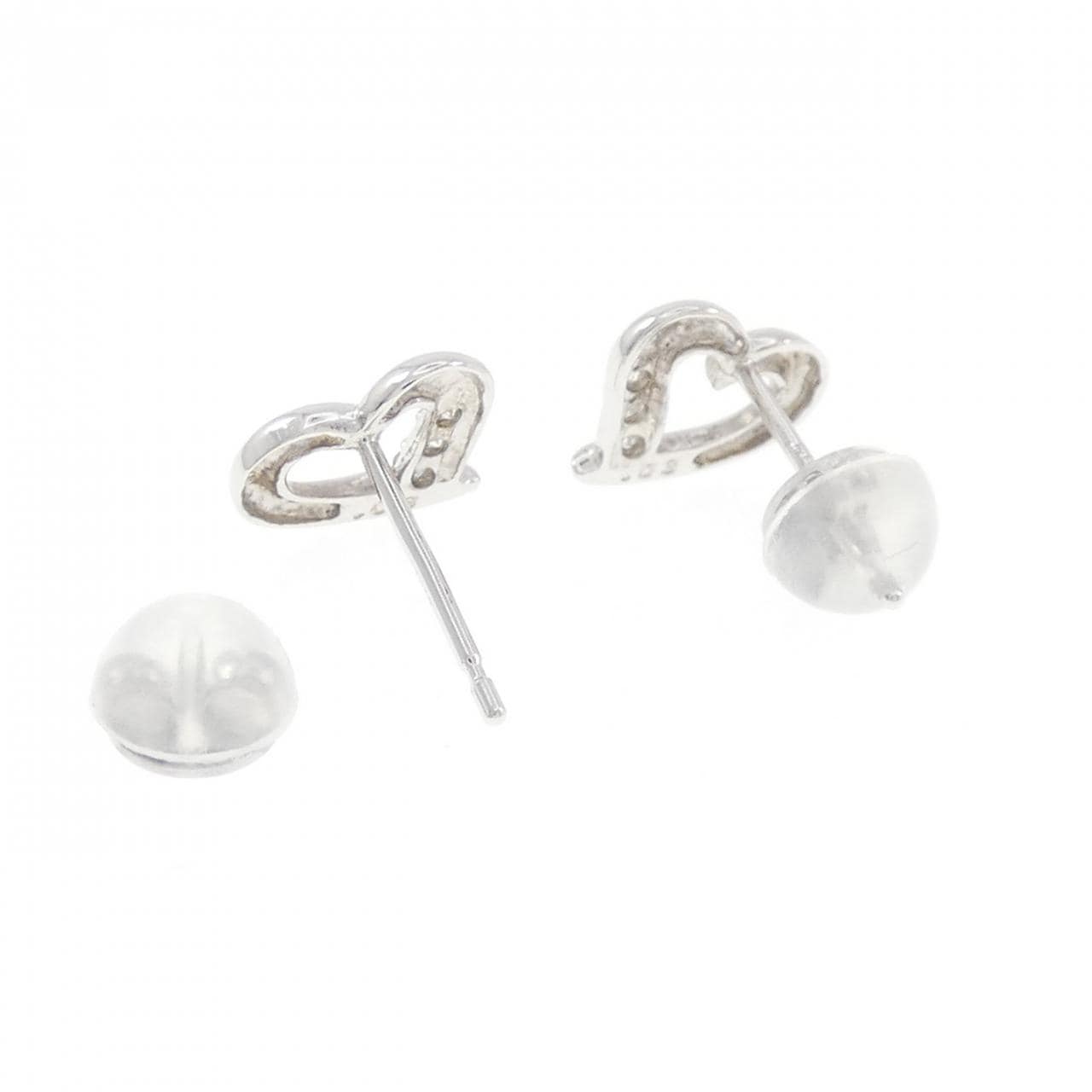 K18WG ハート ダイヤモンド ピアス 0.06CT