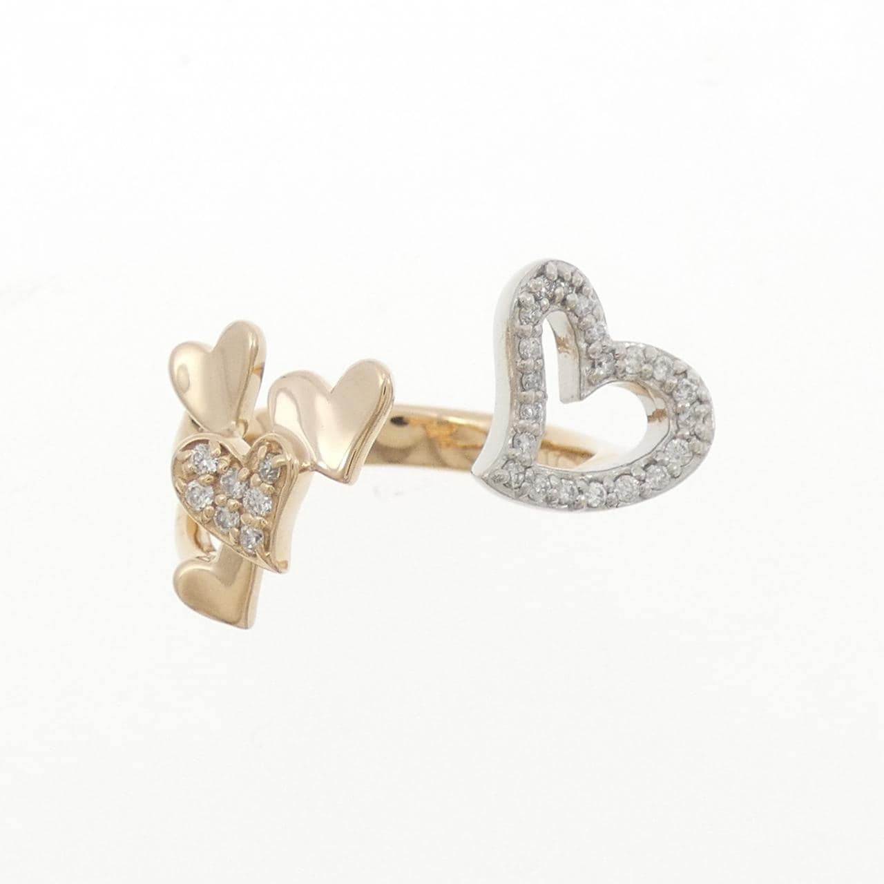 K18PG/K18WG ハート ダイヤモンド リング 0.17CT