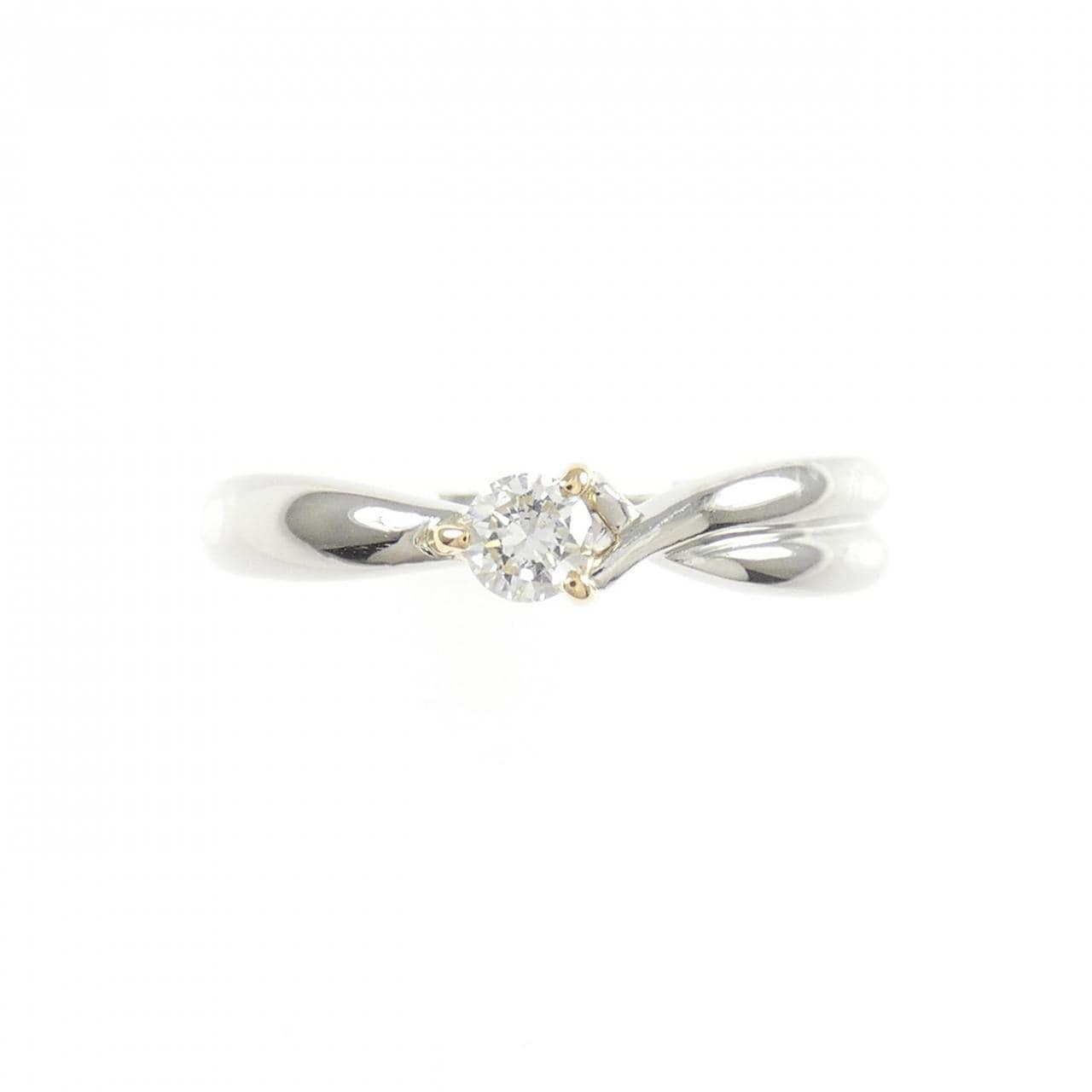 PT900/K18YG ソリティア ダイヤモンド リング 0.13CT