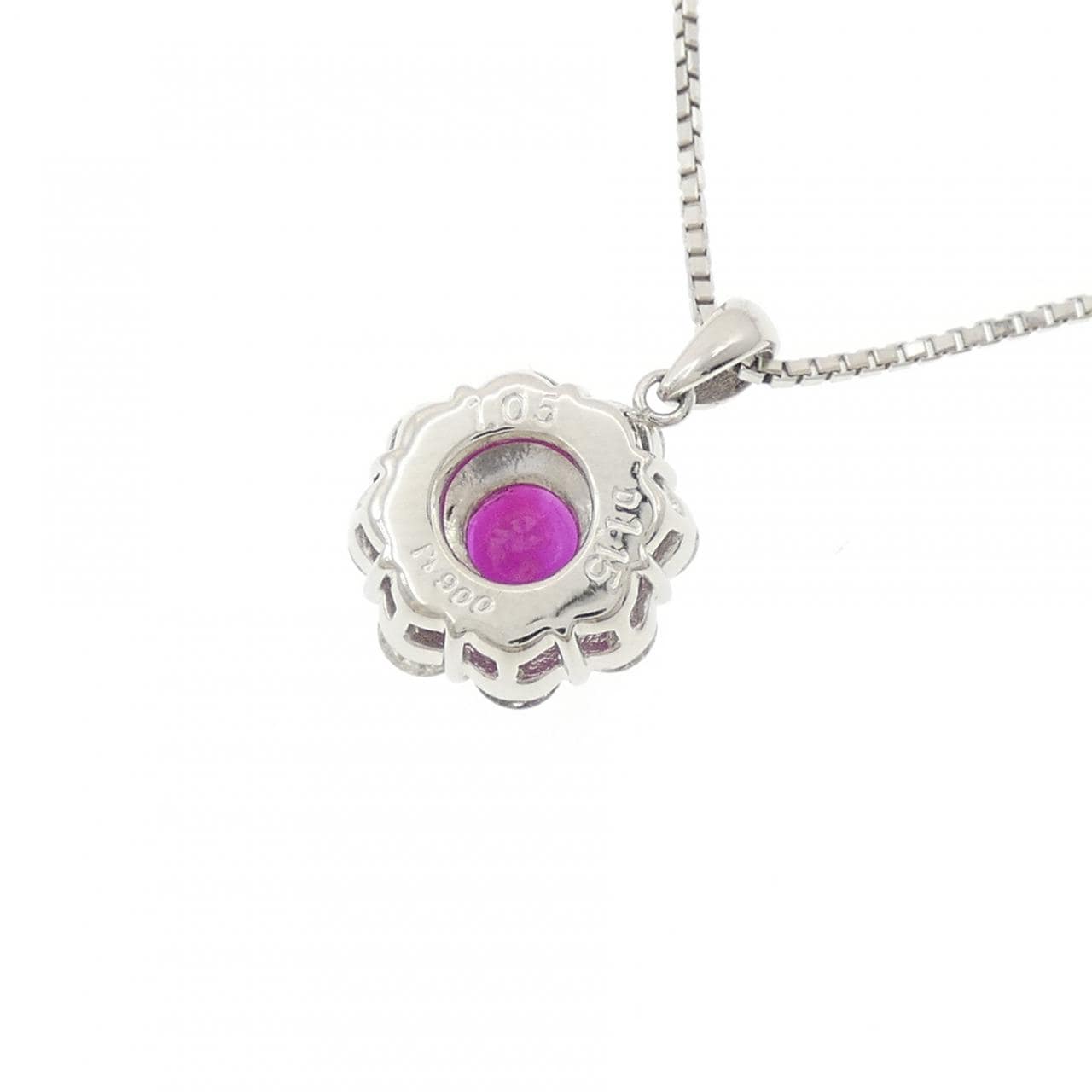 PT900/PT850 フラワー ルビー ネックレス 1.05CT