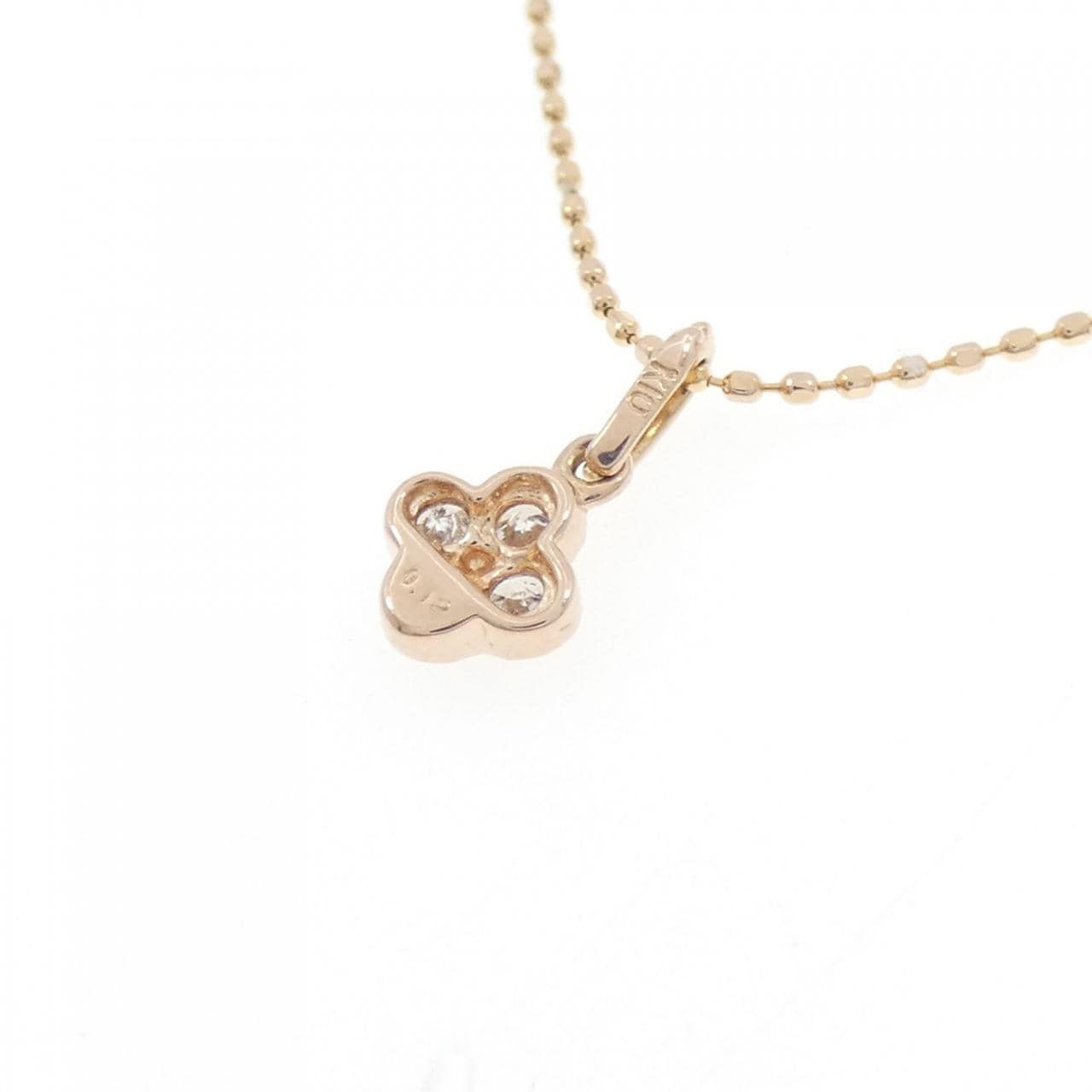 K10PG フラワー ダイヤモンド ネックレス 0.12CT