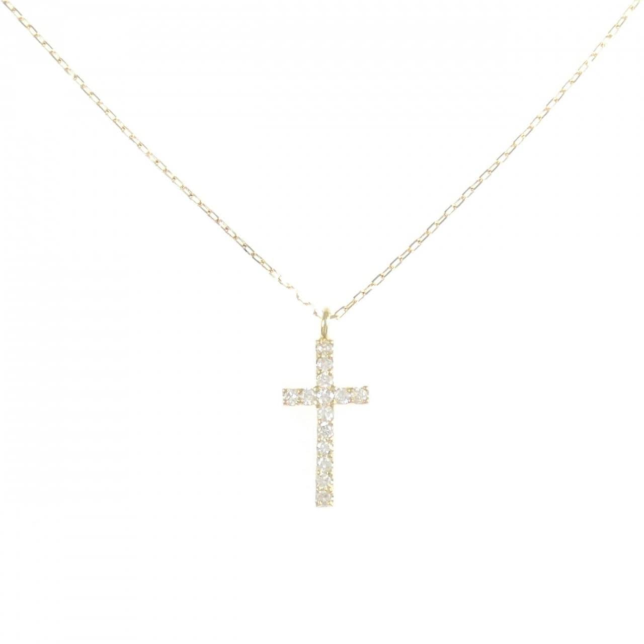 K18YG クロス ダイヤモンド ネックレス 0.14CT