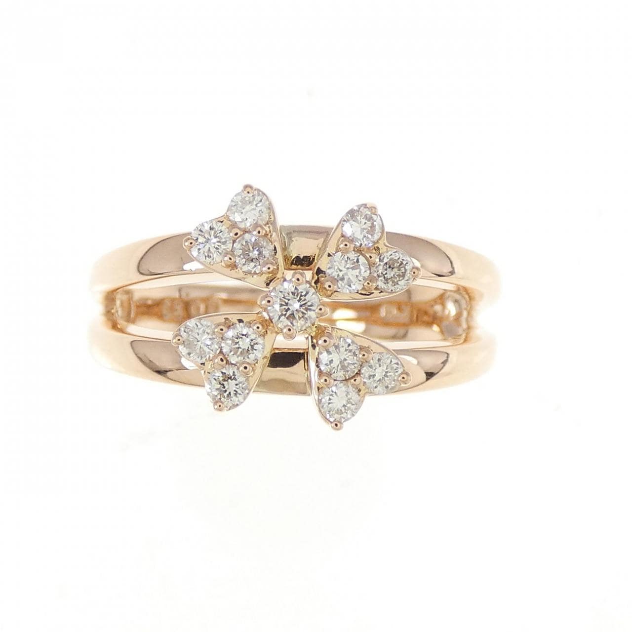 K18PG フラワー ダイヤモンド リング 0.30CT