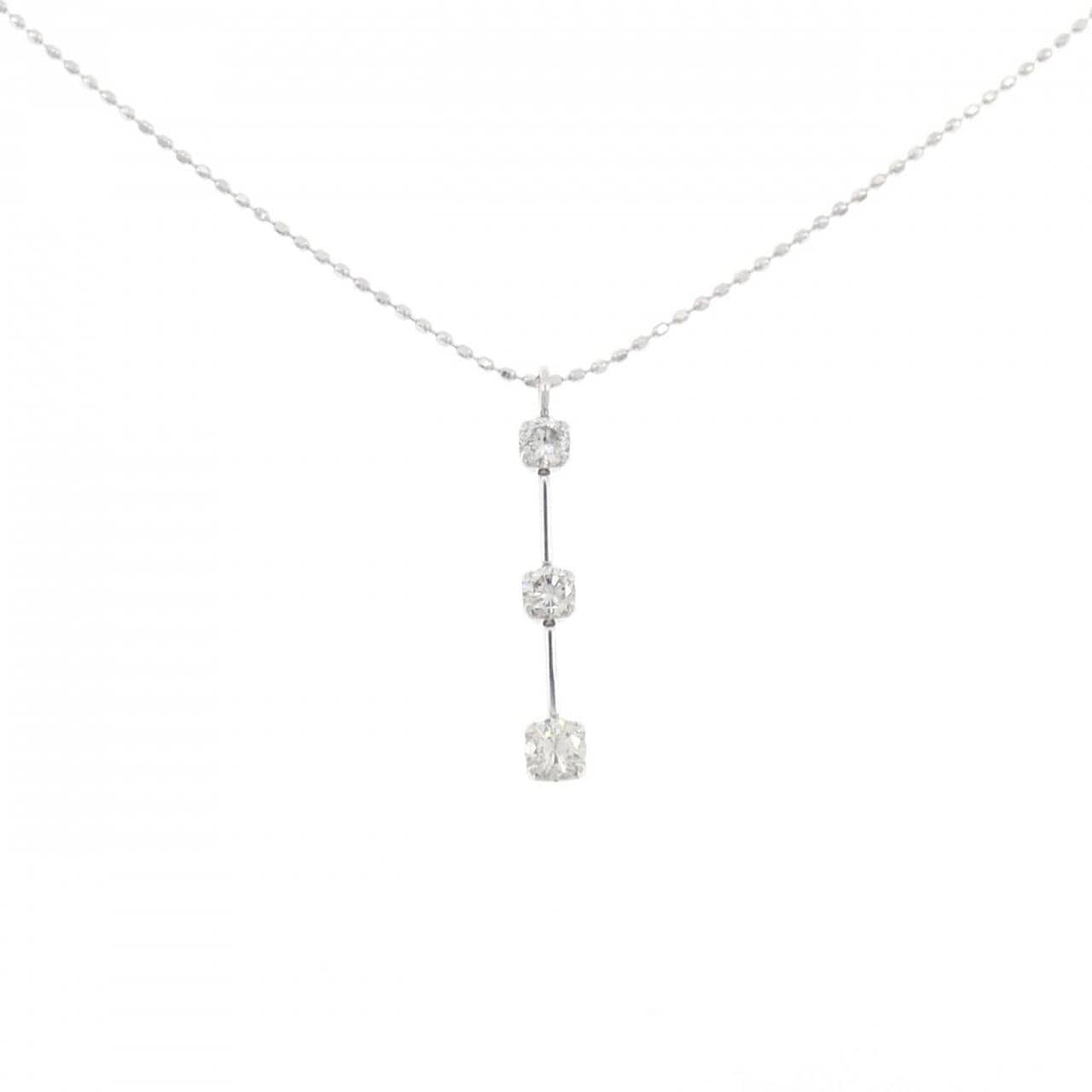 K18WG three stone Diamond necklace 0.30CT