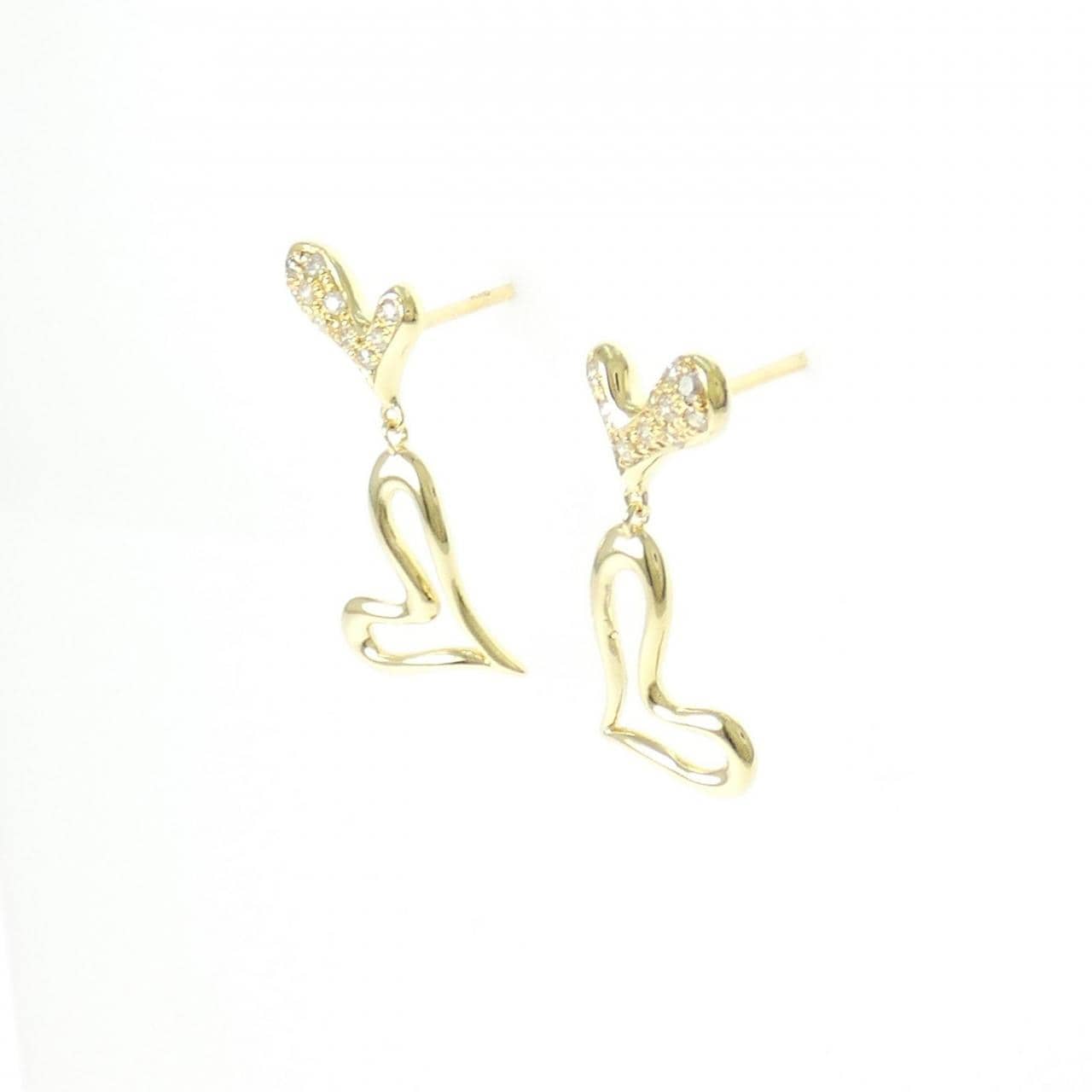 K18YG ハート ダイヤモンド ピアス 0.20CT