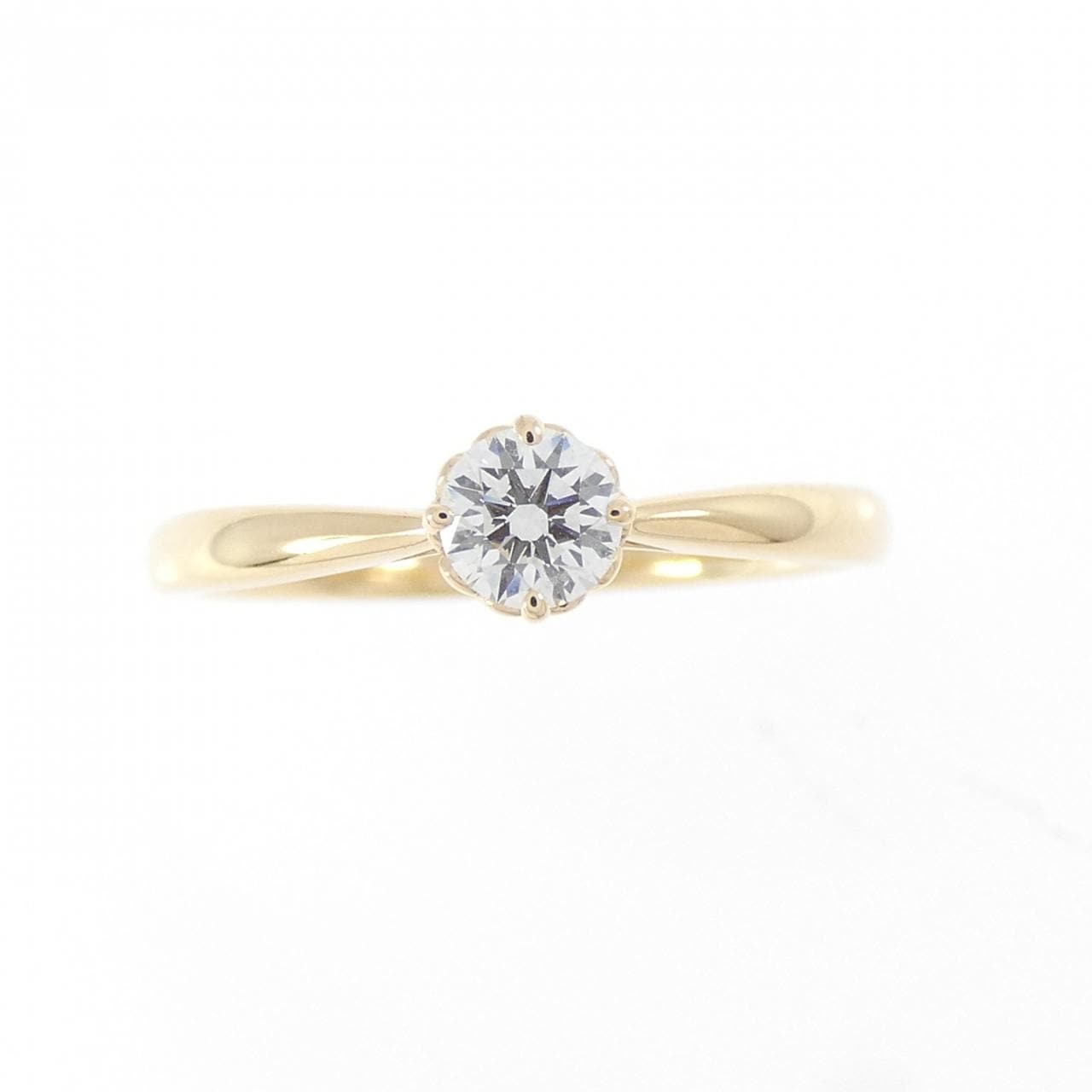 K18YG ソリティア ダイヤモンド リング 0.196CT