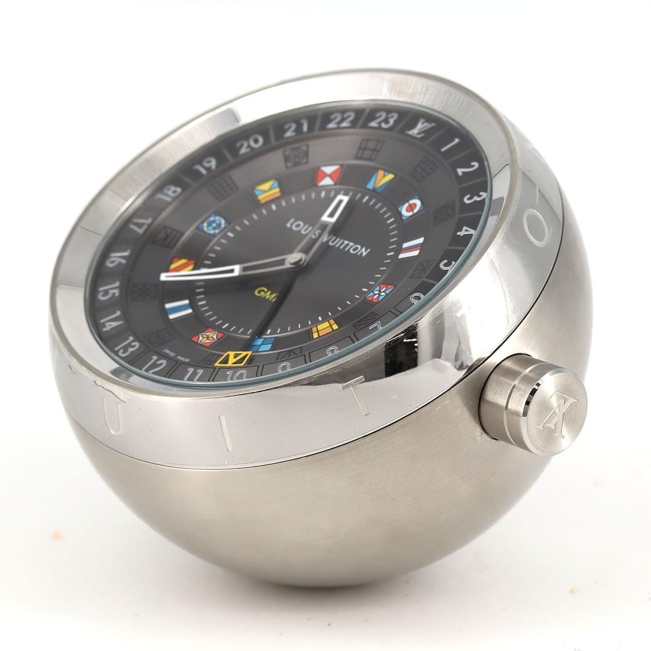 LOUIS VUITTON Tambour 双时间表时钟箱 Q1Q030 SS石英