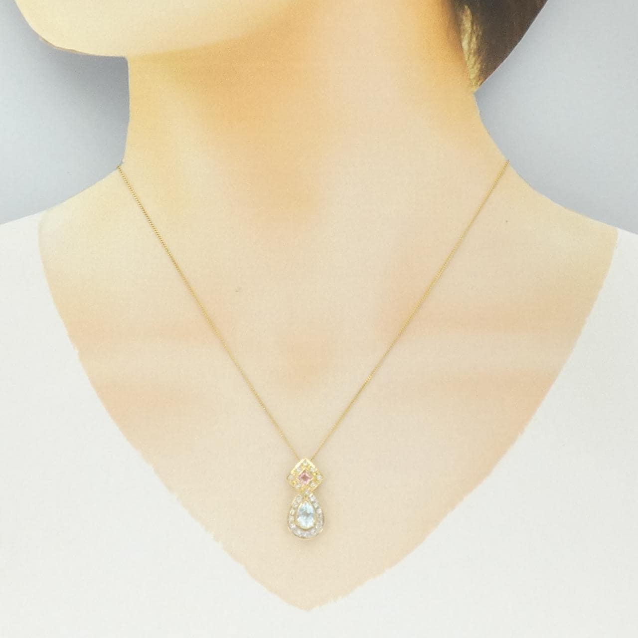 K18YG/K18WG彩色寶石項鏈