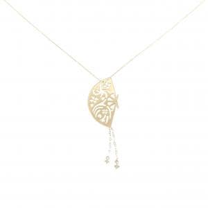 K18YG 扇子 ダイヤモンド ネックレス 0.03CT