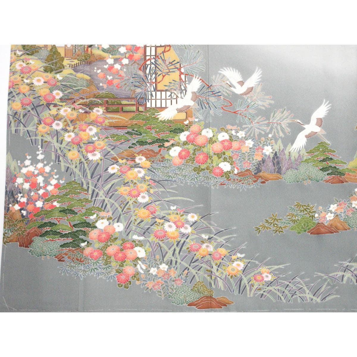 色留袖　友禅加工ボカシ染　下り藤