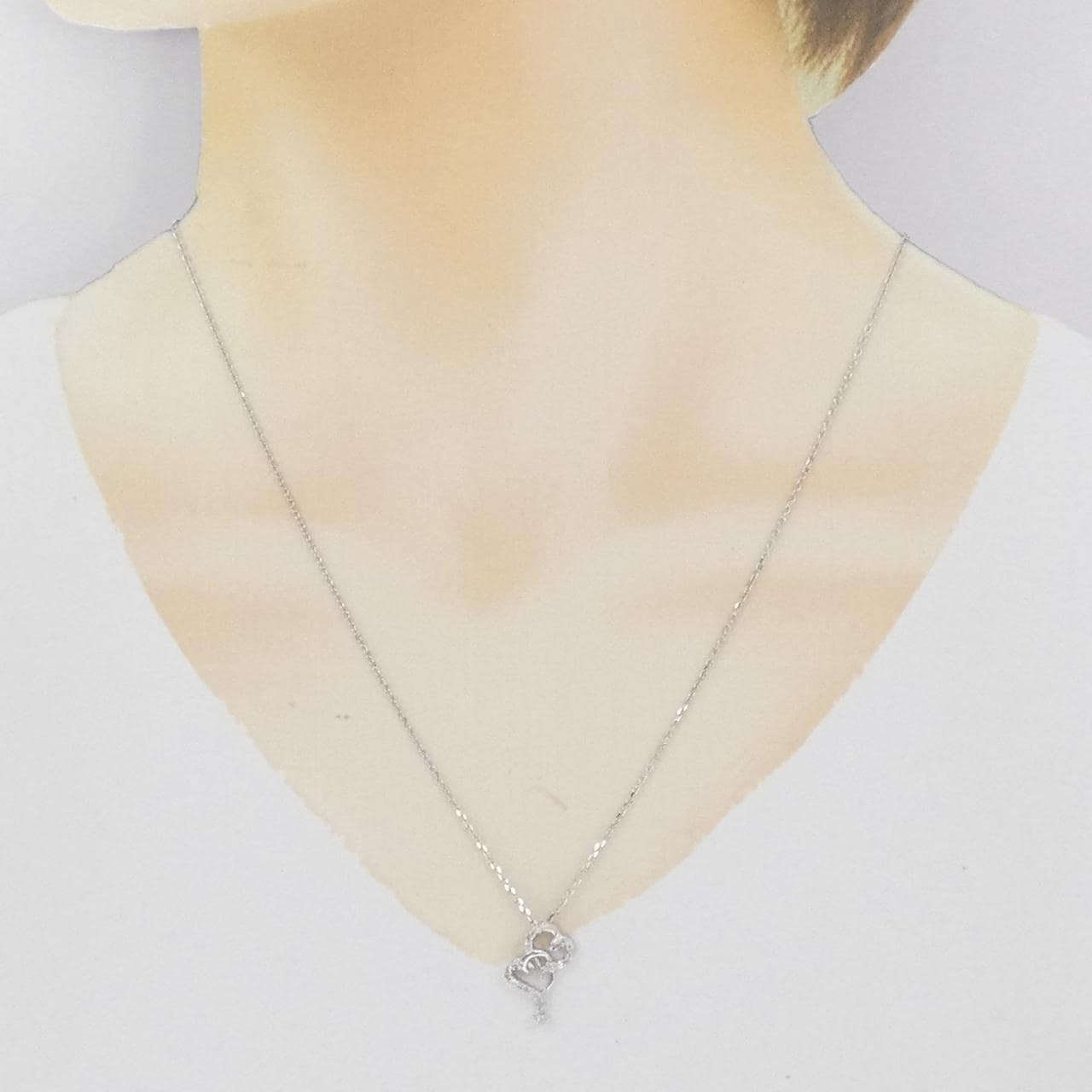 K18WG ハート ダイヤモンド ネックレス 0.10CT