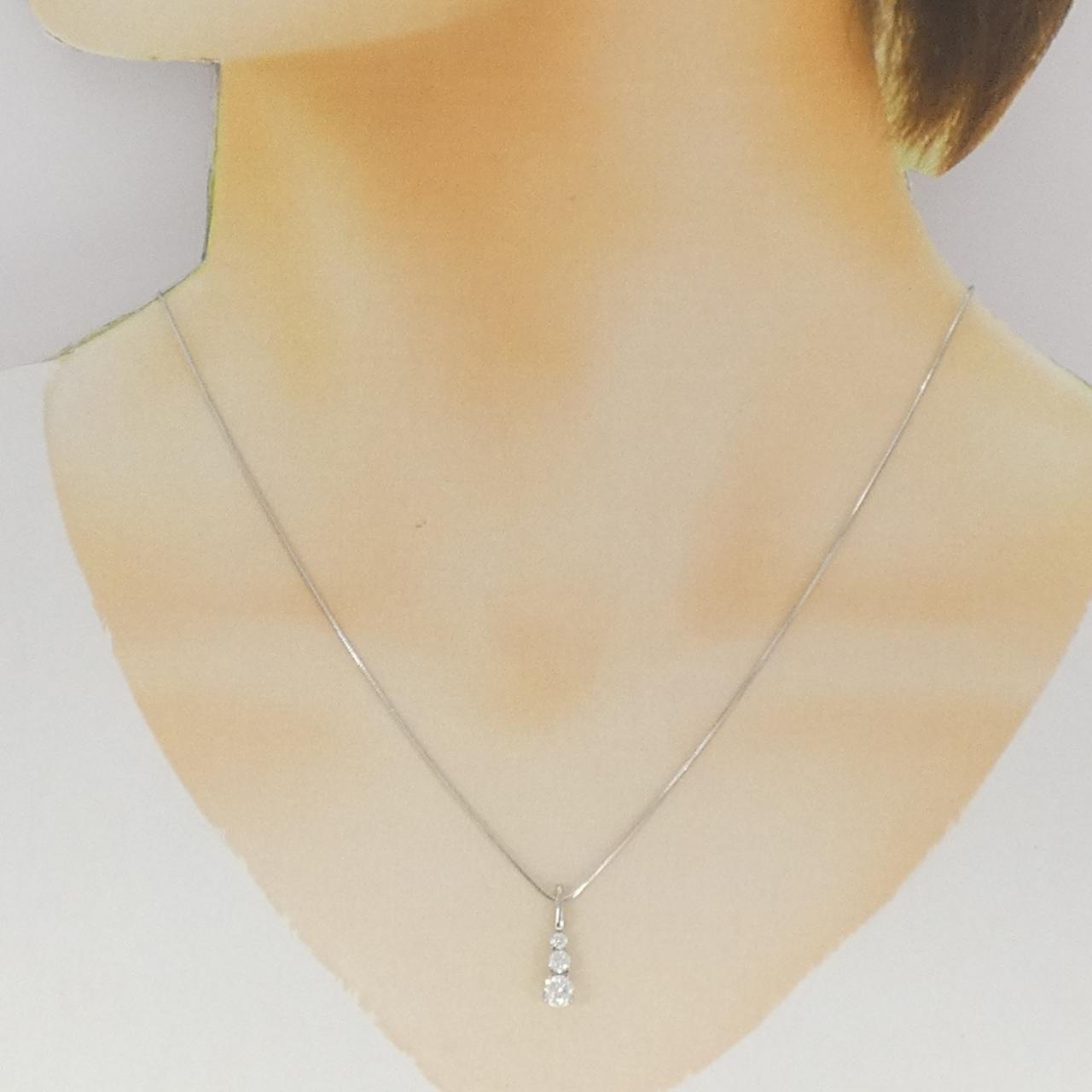 PT900/PT850 スリーストーン ダイヤモンド ネックレス 0.30CT