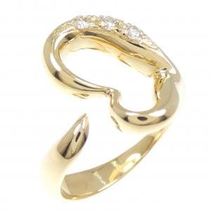 K18YG ハート ダイヤモンド リング