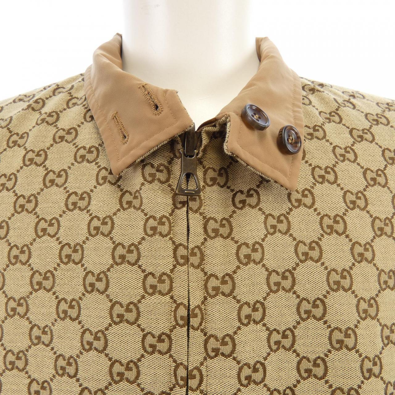 グッチ GUCCI レザー&GGキャンバス リバーシブルジャケット 717009 Z8A57 ブルゾン