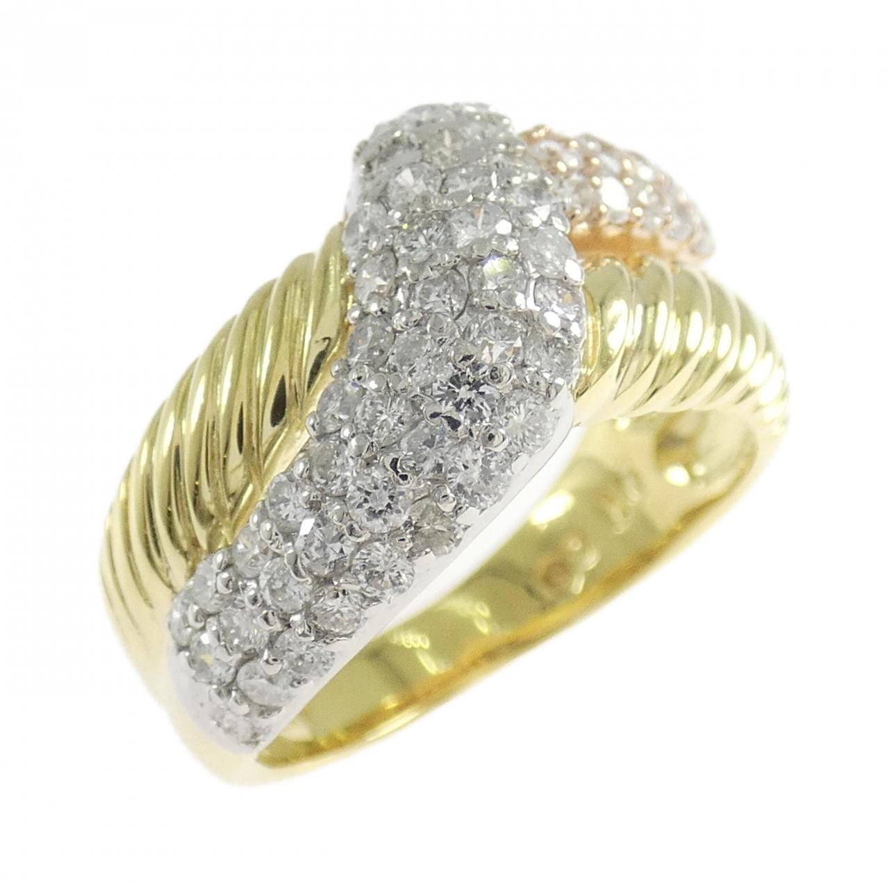 K18YG/PT900/K18PG ダイヤモンド リング 1.06CT