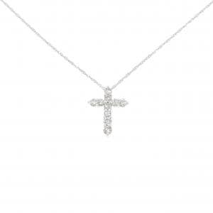 K18WG/750WG クロス ダイヤモンド ネックレス 0.50CT