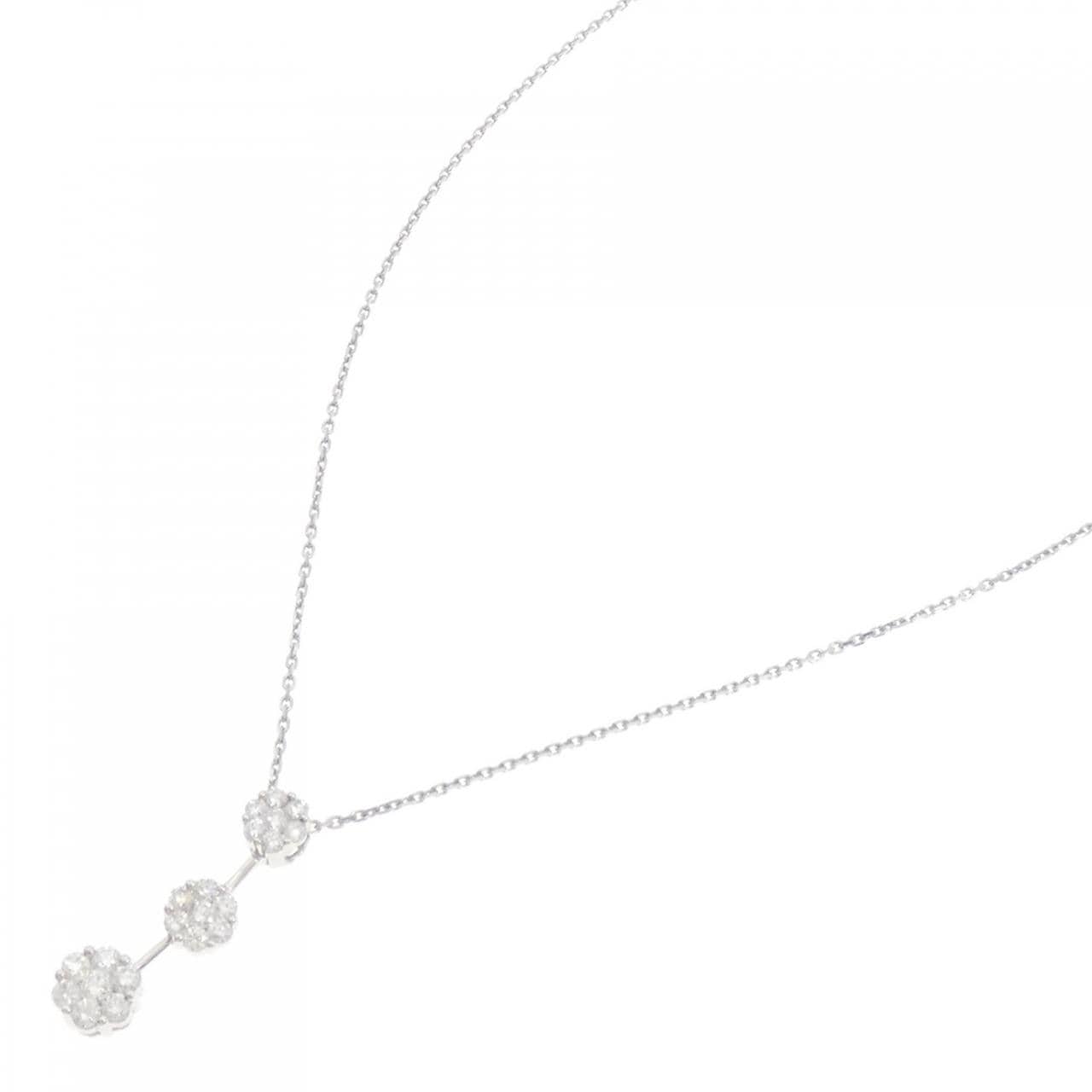 K18WG/PT850 ダイヤモンド ネックレス 1.00CT