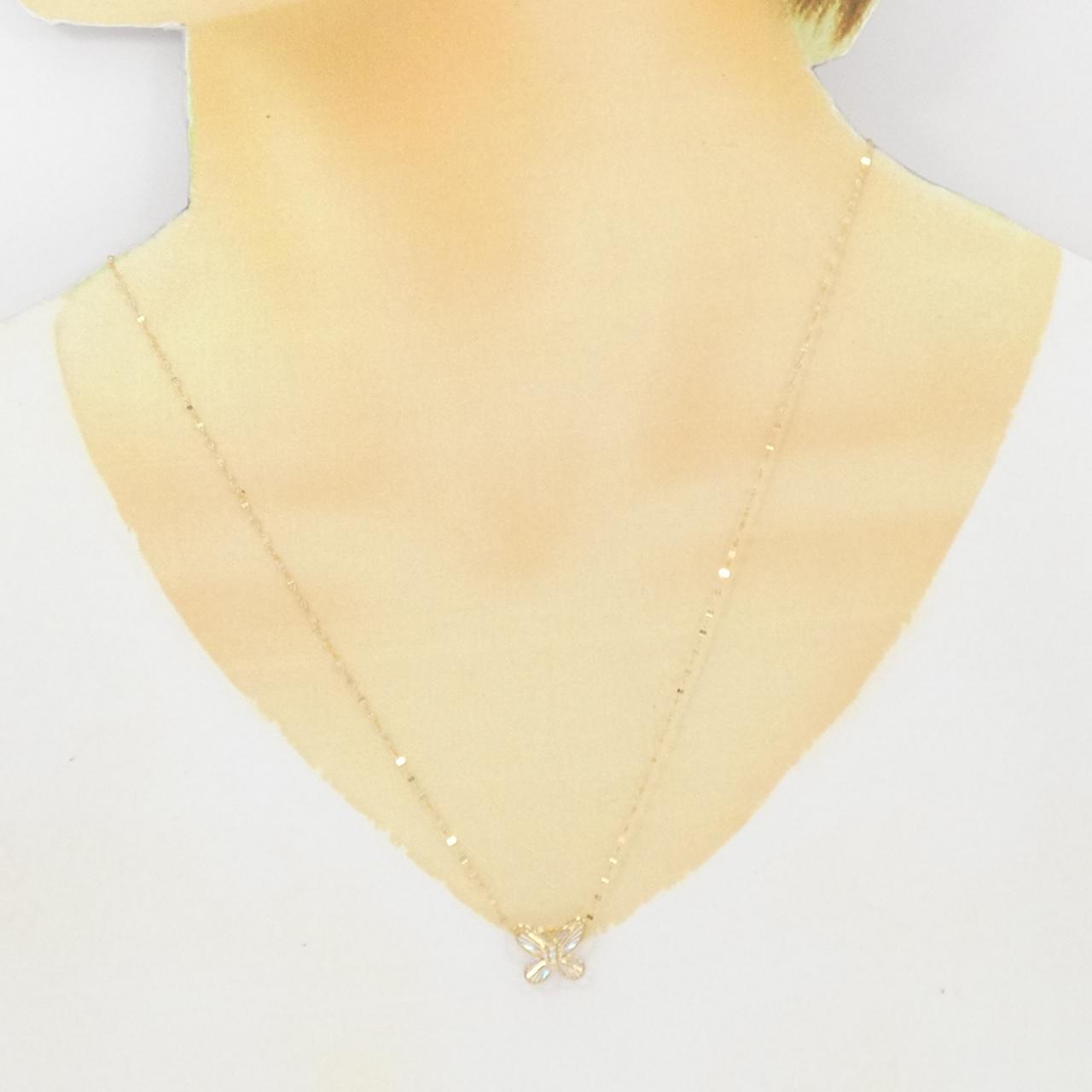 【新品】K18YG バタフライ ダイヤモンド ネックレス 0.01CT