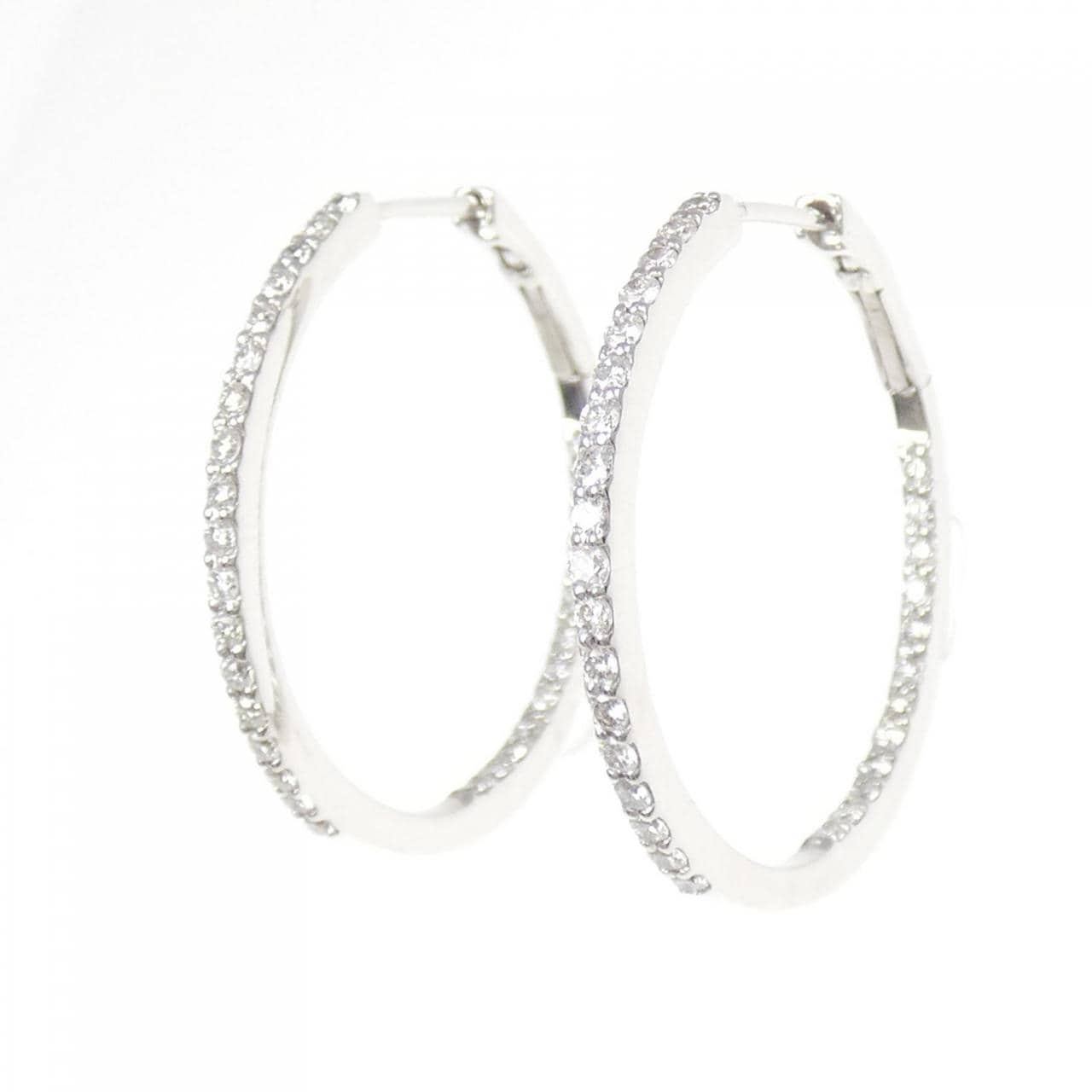 K18WG ダイヤモンド フープ ピアス 0.60CT