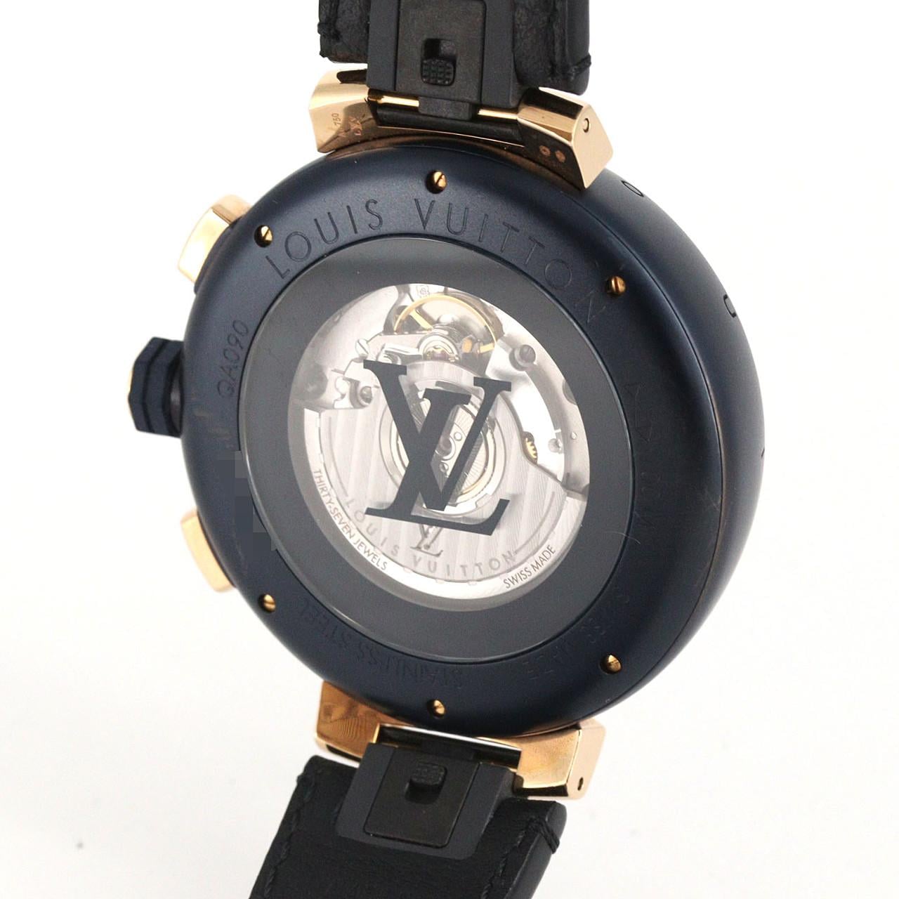 【ノーメンテナンス還元価格】ルイヴィトン タンブールクロノグラフ･ダミエコバルト QA090 SSxPG 自動巻