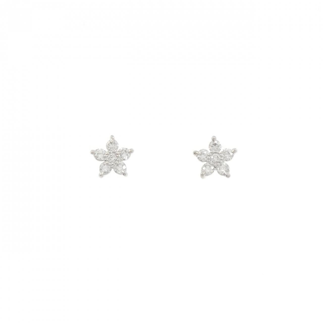 PT950/PT900 フラワー ダイヤモンド ピアス 0.26CT