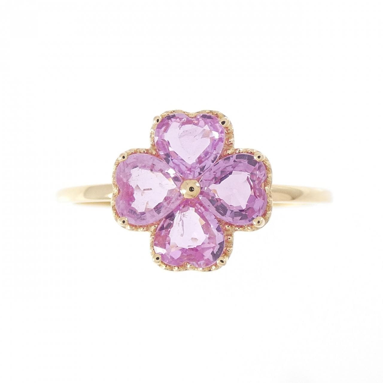 K18YG フラワー サファイヤ リング 1.13CT