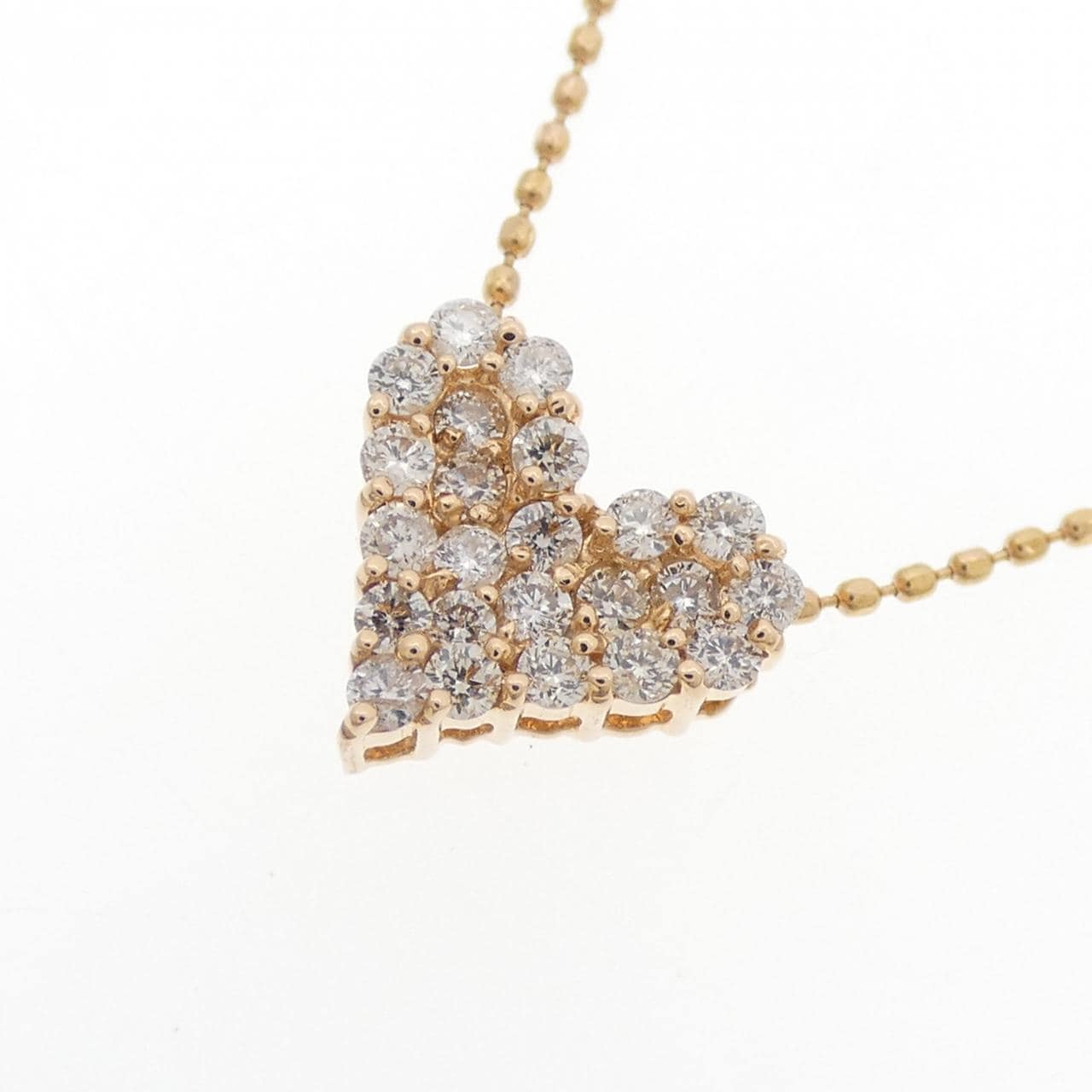 K18PG ハート ダイヤモンド ネックレス 0.30CT