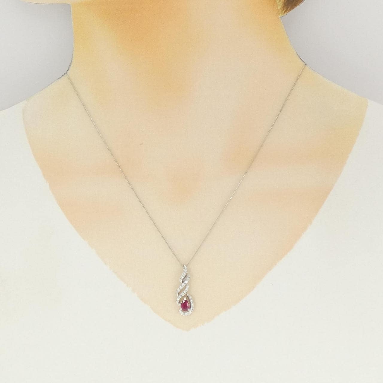 PT900/PT850 ルビー ネックレス 0.48CT