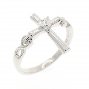 K18WG クロス×ハート ダイヤモンド リング 0.08CT
