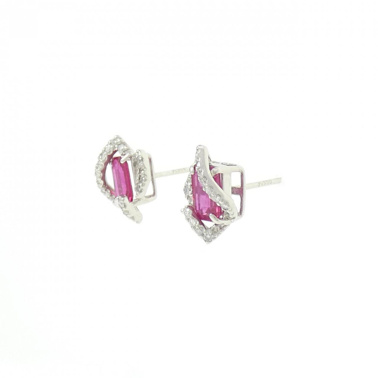 PT900 ルビー ピアス 1.32CT
