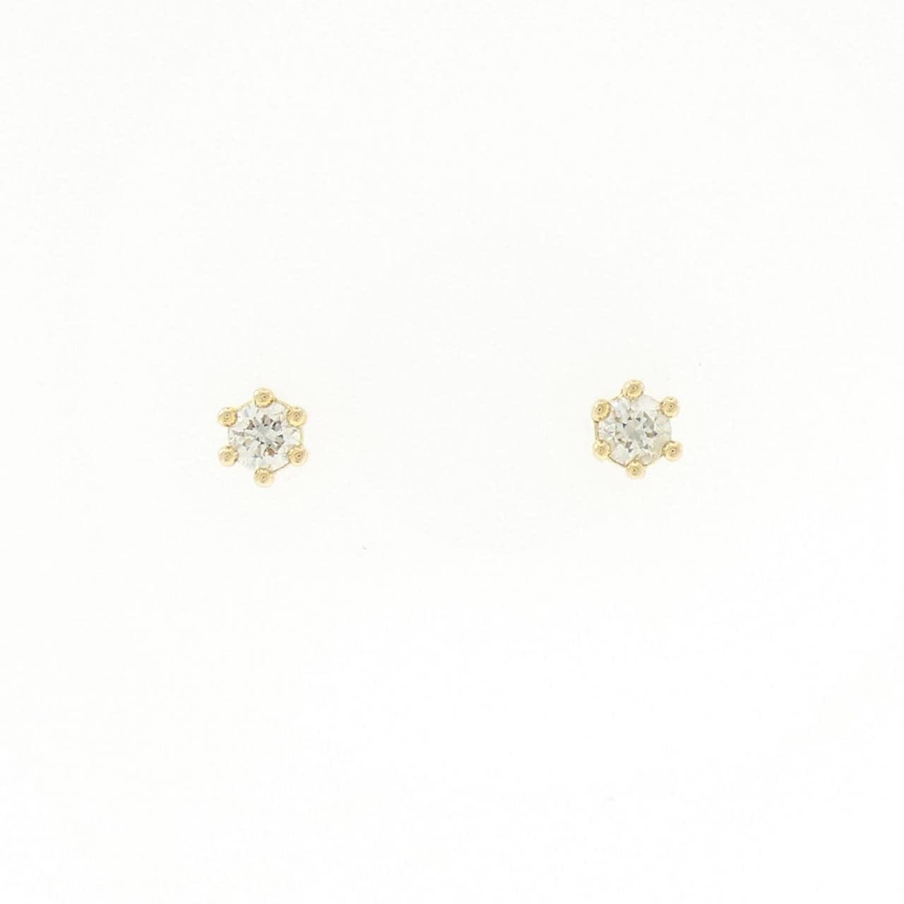 K18YG ソリティア ダイヤモンド ピアス 0.18CT